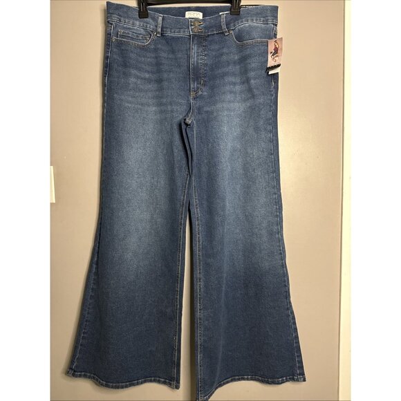 Sophia Vergara Jeans Super High Rise Wide Leg Margot Womens Size 16 Dark Wash - Picture 2 of 12